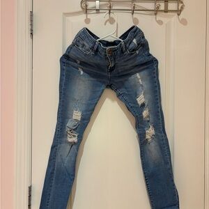 Abercrombie & Fitch Women's Ripped Blue Skinny Jeans